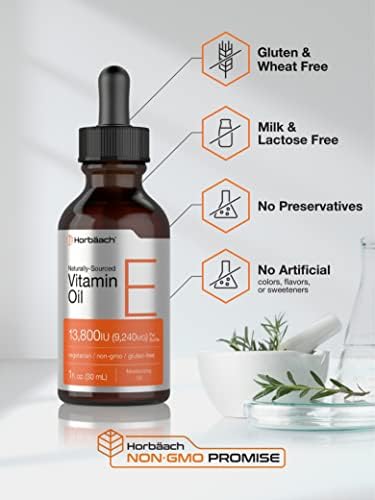 Aceite de Vitamina E Horbäach | 13,800 IU | 1 oz | Suplemento Líquido Natural | Vegetariano, Sin OGM y Libre de Gluten - imagen 4