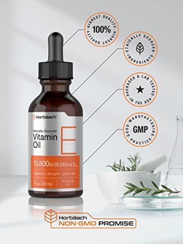 Aceite de Vitamina E Horbäach | 13,800 IU | 1 oz | Suplemento Líquido Natural | Vegetariano, Sin OGM y Libre de Gluten - imagen 5