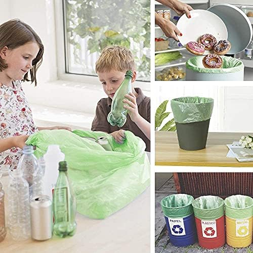 Bolsas de Basura Pequeñas Biodegradables de 4-6 Galones, 20 Litros, Resistentes al Desgarro y Fugas, 100 Piezas, Color Verde - imagen 5