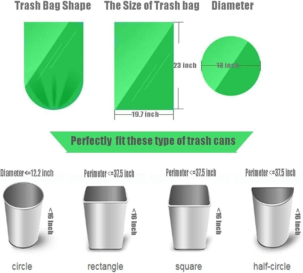 Bolsas de Basura Pequeñas Biodegradables de 4-6 Galones, 20 Litros, Resistentes al Desgarro y Fugas, 100 Piezas, Color Verde - imagen 7