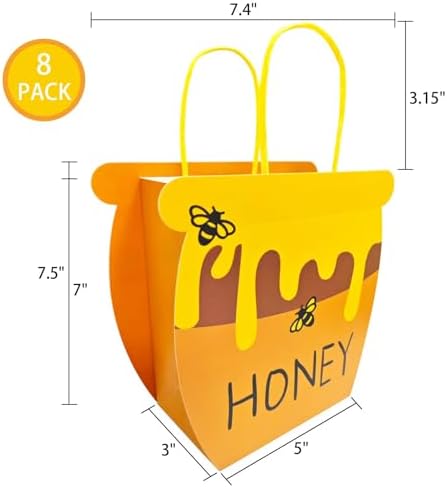 Bolsitas de Favor de Fiesta con Tema de Abejas Bacideler, 8 Piezas, con Asa, para Baby Shower, r Cumpleaños y Bodas - imagen 2