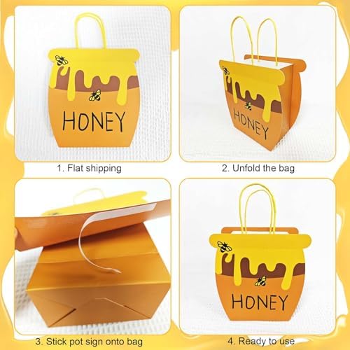 Bolsitas de Favor de Fiesta con Tema de Abejas Bacideler, 8 Piezas, con Asa, para Baby Shower, r Cumpleaños y Bodas - imagen 4