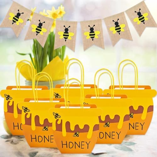 Bolsitas de Favor de Fiesta con Tema de Abejas Bacideler, 8 Piezas, con Asa, para Baby Shower, r Cumpleaños y Bodas - imagen 5