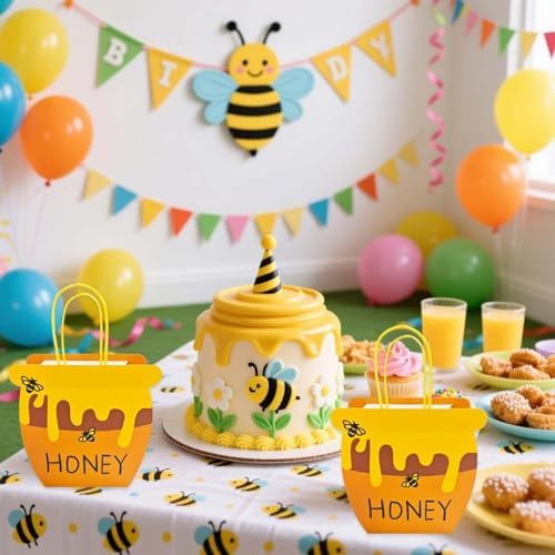 Bolsitas de Favor de Fiesta con Tema de Abejas Bacideler, 8 Piezas, con Asa, para Baby Shower, r Cumpleaños y Bodas - imagen 6