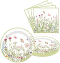 40 Piezas de Platos y Servilletas Desechables de Papel con Flores de Primavera, 20 Platos de Postre de 9 Pulgadas y 20 Servilletas para Decoraciones - imagen 1