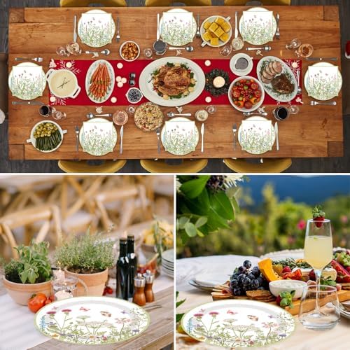 40 Piezas de Platos y Servilletas Desechables de Papel con Flores de Primavera, 20 Platos de Postre de 9 Pulgadas y 20 Servilletas para Decoraciones - imagen 6