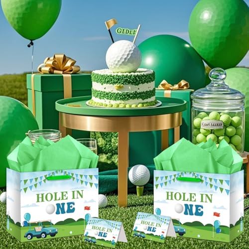 Bolsa de Regalo Hole in One para Cumpleaños, Decoraciones de Golf, Bolsa Grande con Papel de Seda y Tarjeta para Fiestas de 1er Cumpleaños y Baby - imagen 5