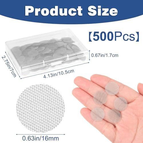 NEBURORA 500 Piezas de Filtros de Pantalla de Acero Inoxidable para Pipas con Caja de Almacenamiento - imagen 2