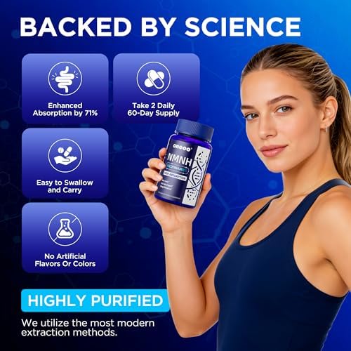 Suplemento Oneoo NMNH con NAD, Máxima Potencia con Resveratrol, Pterostilbeno, CoQ10 y Pimienta Negra, Energía Celular y Apoyo Antienvejecimiento, - imagen 7