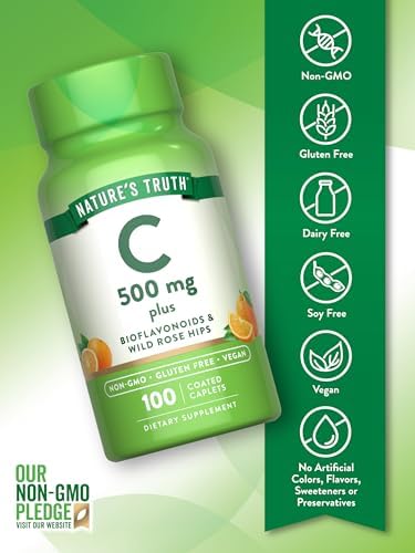 Vitamina C de Nature's Truth con Rosa Mosqueta y Bioflavonoides | 500mg | 100 Tabletas | Vegano, Sin OGM y Sin Gluten - imagen 3