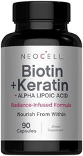 Complejo de Biotina NeoCell para Cabello, Piel y Uñas | 90 Cápsulas | Con Péptidos de Queratina Bioactiva y Ácido Alfa Lipoico | Fórmula Infundida - imagen 1