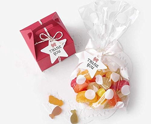 Bolsitas de Celofán JOERSH 200 Piezas, 5x8 Pulgadas Transparentes con Fondo, Puntos Blancos para Galletas, Dulces, Fiestas, Incluye 200 Cintas - imagen 6