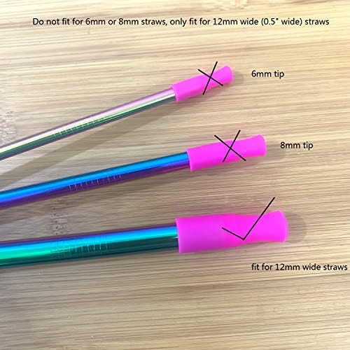 Pajillas de Silicón Reutilizables de 11 Piezas para Popotes de Acero Inoxidable y Cristal, Solo para Popotes de 1/2 Pulgada (12mm) - imagen 2
