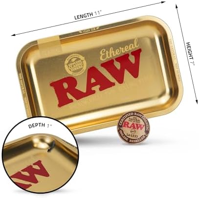 Bandeja de Rolling RAW Ethereal Pequeña – Elegante Bandeja para Cigarrillos - Edición Limitada Acabado Dorado – 11” x 7” - imagen 2