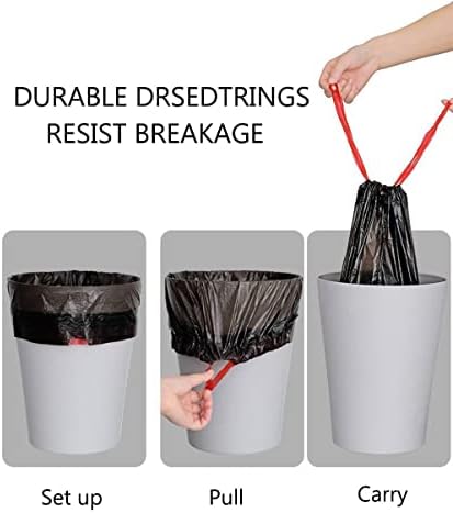 Bolsas de Basura Negras Feisco de 1.8 Galones, 120 Piezas, Pequeñas con Cinta de Ajuste, 0.51 Mil - imagen 3