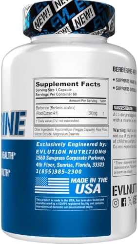 Evlution Nutrition Berberina - Apoya la Salud Cardiaca y General - 500mg de Berberina Pura por Porción - Fórmula Vegana - No Transgénica - Suplemento - imagen 3