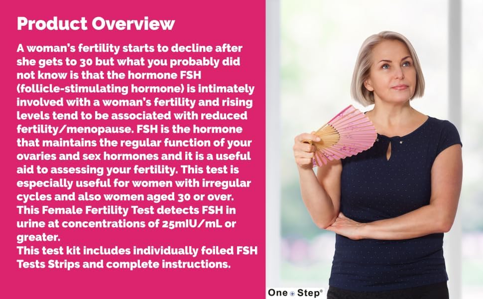 Prueba de Fertilidad Femenina One Step, Paquete de 5 Pruebas, Kit de Pruebas de Menopausia, Test de Orina FSH en Casa - imagen 2