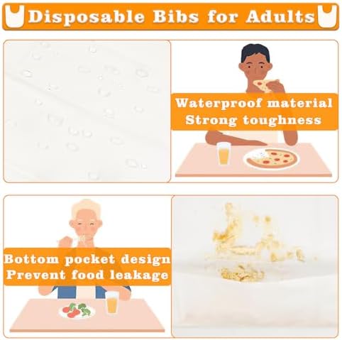 Vinommart 50 Piezas de Delantales Plásticos Desechables para Adultos, Baberos de Langosta a Prueba de Aceite para Comer, Unisex - imagen 4