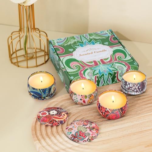 Set de 4 Velas Aromáticas de 10oz para Regalo a Mujeres - Velas de Cera de Soja para Navidad, Cumpleaños, Día de las Madres y San Valentín, 100 Horas - imagen 3