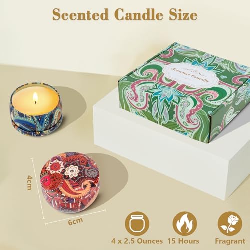 Set de 4 Velas Aromáticas de 10oz para Regalo a Mujeres - Velas de Cera de Soja para Navidad, Cumpleaños, Día de las Madres y San Valentín, 100 Horas - imagen 7