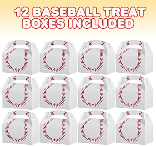 ArtCreativity Favor de Fiesta de Béisbol, Paquete de 12 Cajas de Cartón con Asas, Bolsas de Regalo para Dulces, Galletas y Juguetes, Suministros para - imagen 2