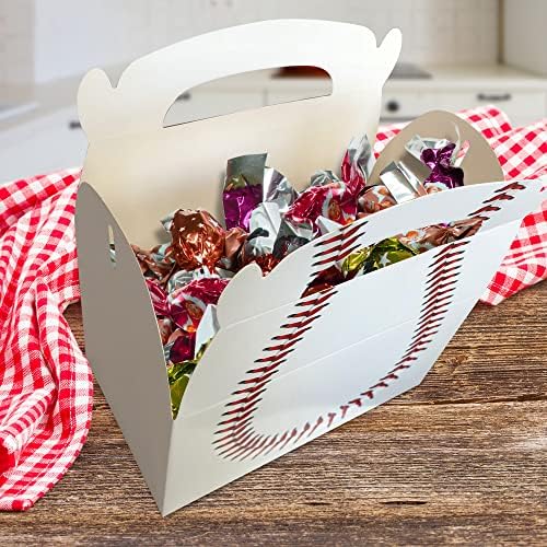 ArtCreativity Favor de Fiesta de Béisbol, Paquete de 12 Cajas de Cartón con Asas, Bolsas de Regalo para Dulces, Galletas y Juguetes, Suministros para - imagen 4