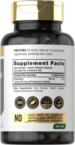 Carlyle Citrato de Potasio 99mg | 200 Cápsulas | Suplemento Libre de Gluten y No Transgénico - imagen 2