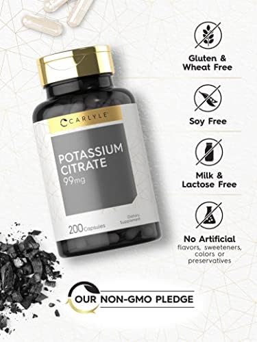 Carlyle Citrato de Potasio 99mg | 200 Cápsulas | Suplemento Libre de Gluten y No Transgénico - imagen 4