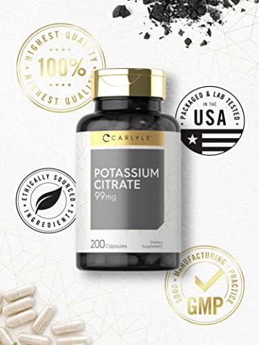 Carlyle Citrato de Potasio 99mg | 200 Cápsulas | Suplemento Libre de Gluten y No Transgénico - imagen 5