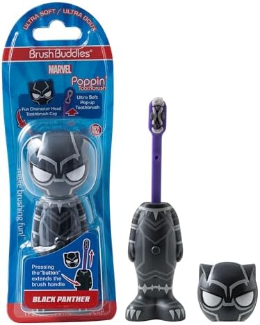 Cepillo de Dientes Brush Buddies Marvel Black Panther para Niños, Cerdas Suaves, Mango Antideslizante, Ideal para Viajes, Cuidado Oral para 2 Años en - imagen 1