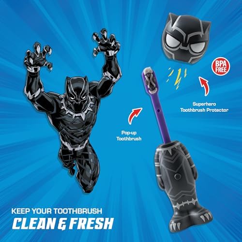 Cepillo de Dientes Brush Buddies Marvel Black Panther para Niños, Cerdas Suaves, Mango Antideslizante, Ideal para Viajes, Cuidado Oral para 2 Años en - imagen 2