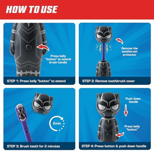 Cepillo de Dientes Brush Buddies Marvel Black Panther para Niños, Cerdas Suaves, Mango Antideslizante, Ideal para Viajes, Cuidado Oral para 2 Años en - imagen 6