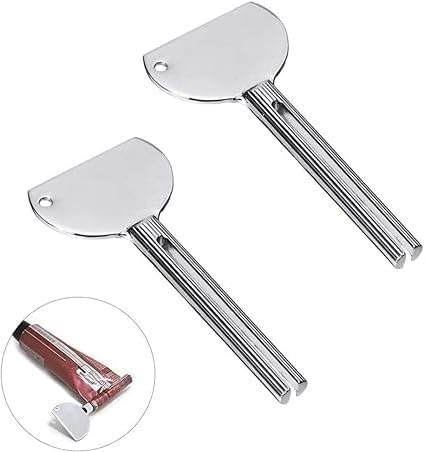 Juego de 2 Llaves Exprimidor de Tubos de Acero Inoxidable Plateado para Pasta de Dientes, Rodillo Exprimidor para Baño, Accesorios de Seguridad - imagen 1