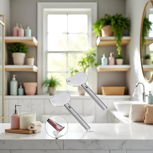 Juego de 2 Llaves Exprimidor de Tubos de Acero Inoxidable Plateado para Pasta de Dientes, Rodillo Exprimidor para Baño, Accesorios de Seguridad - imagen 3