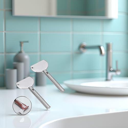 Juego de 2 Llaves Exprimidor de Tubos de Acero Inoxidable Plateado para Pasta de Dientes, Rodillo Exprimidor para Baño, Accesorios de Seguridad - imagen 5
