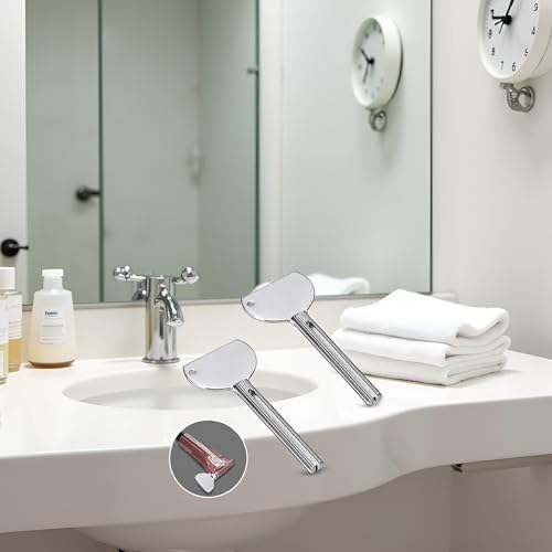 Juego de 2 Llaves Exprimidor de Tubos de Acero Inoxidable Plateado para Pasta de Dientes, Rodillo Exprimidor para Baño, Accesorios de Seguridad - imagen 6