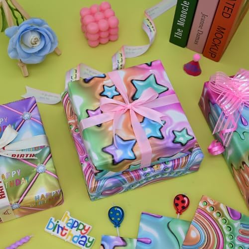 Papel de Regalo Efecto 3D Dtiafu para Cumpleaños y Fiestas - 8 Hojas con Diseño Estereoscópico - 20 x 28 Pulgadas Cada Hoja - imagen 3