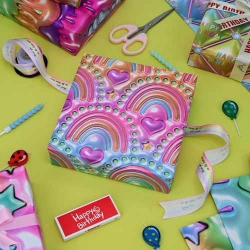 Papel de Regalo Efecto 3D Dtiafu para Cumpleaños y Fiestas - 8 Hojas con Diseño Estereoscópico - 20 x 28 Pulgadas Cada Hoja - imagen 4