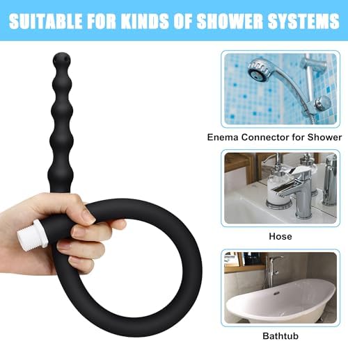 Boquillas de Enema de Ducha, 4 Orificios de Spray de Agua, Boquillas de Silicona Cómodas y Reutilizables para Hombres y Mujeres, Color Negro - imagen 3