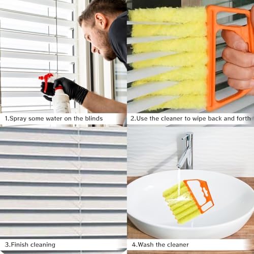 Limpiador de Persianas Venecianas 4 Pcs, Cepillo Mini Lavable de Mano, Limpiador de 7 Dedos para Persianas de Madera, Ventiladores y Vents de Aire - imagen 2