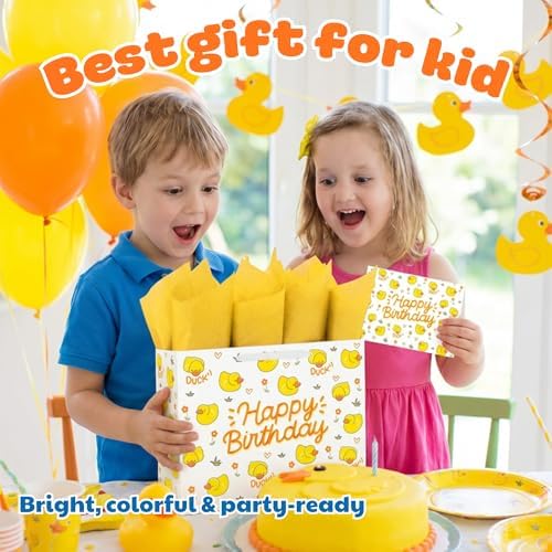 Bolsa de Regalo Grande de Pato Lindos BATYONGOGA de 33 cm con Tarjeta de Felicitación y Papel de Seda - Bolsa Temática de Animales de Granja para - imagen 2