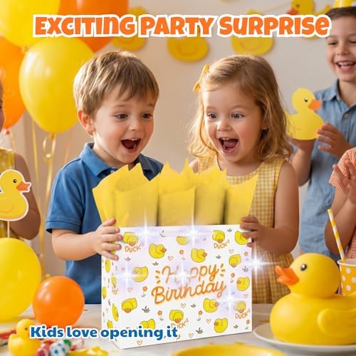 Bolsa de Regalo Grande de Pato Lindos BATYONGOGA de 33 cm con Tarjeta de Felicitación y Papel de Seda - Bolsa Temática de Animales de Granja para - imagen 5
