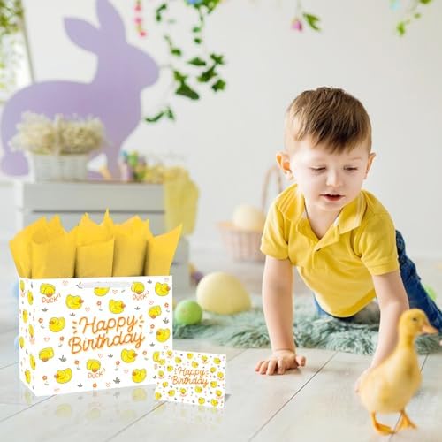Bolsa de Regalo Grande de Pato Lindos BATYONGOGA de 33 cm con Tarjeta de Felicitación y Papel de Seda - Bolsa Temática de Animales de Granja para - imagen 8