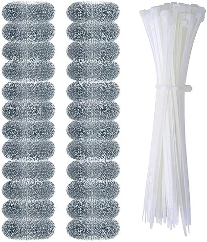 Trampas de pelusa para lavadora, 24 piezas de acero inoxidable con malla y 24 sujetadores de cable para filtro de manguera de lavandería - imagen 1