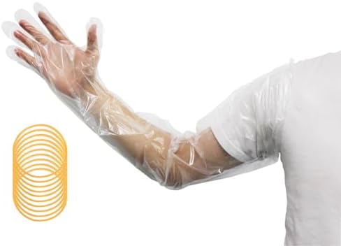 Guantes Rectales Largos Desechables FUNZUR de 50 Pcs para Inseminación Veterinaria, 35.5 Pulgadas + 20 Bandas de Goma Gratis, Ideal para Limpieza y - imagen 1