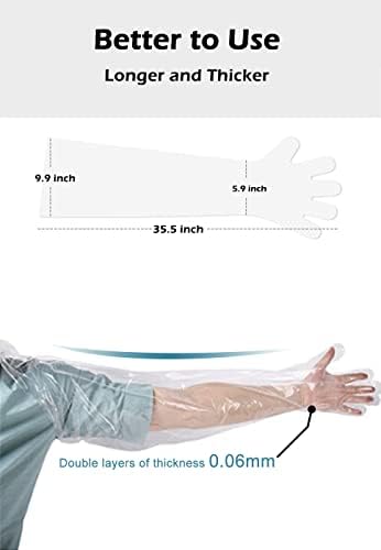Guantes Rectales Largos Desechables FUNZUR de 50 Pcs para Inseminación Veterinaria, 35.5 Pulgadas + 20 Bandas de Goma Gratis, Ideal para Limpieza y - imagen 3