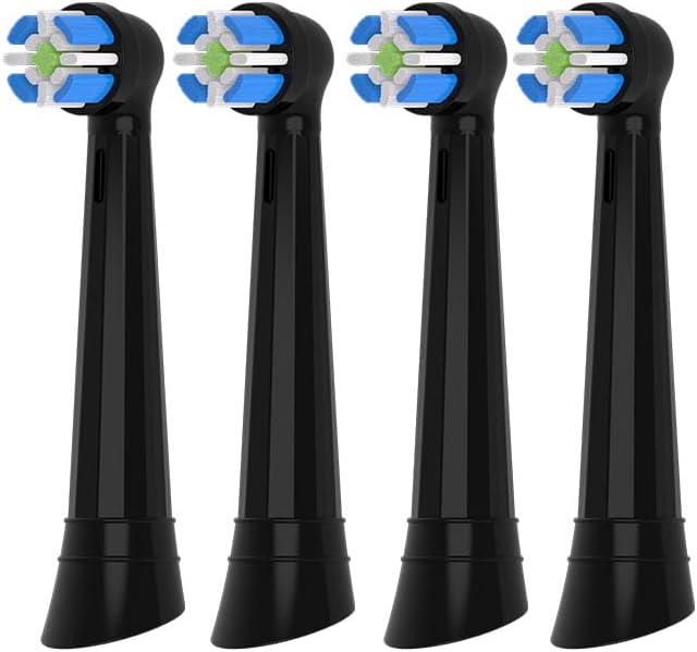 Cabezas de Repuesto QUALITEETH Compatibles con Cepillos de Dientes Eléctricos Oral B IO, 4 Piezas Control de Placa (Negro, Estándar) - imagen 1