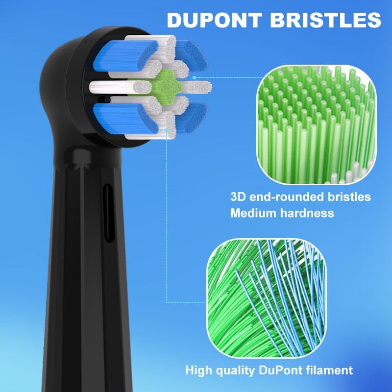 Cabezas de Repuesto QUALITEETH Compatibles con Cepillos de Dientes Eléctricos Oral B IO, 4 Piezas Control de Placa (Negro, Estándar) - imagen 2