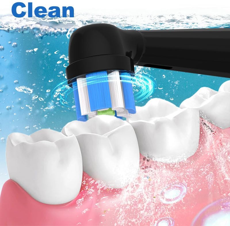 Cabezas de Repuesto QUALITEETH Compatibles con Cepillos de Dientes Eléctricos Oral B IO, 4 Piezas Control de Placa (Negro, Estándar) - imagen 3