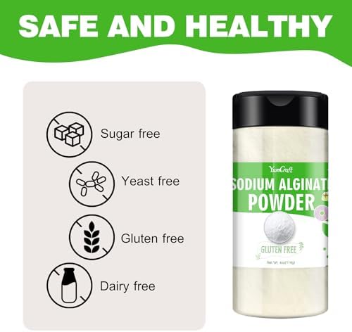 Polvo de Alginato de Sodio - 4oz, Espesor Alimentario Natural, Agente Gelificante para Postres, Bolas de Caviar, Helados, Panes de Carne, - imagen 3
